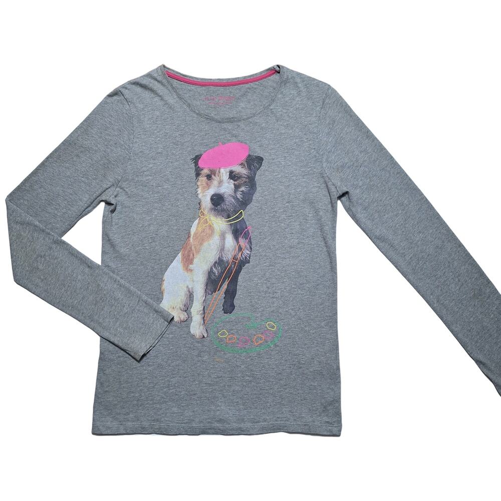 Mini Boden French dog artist graphic long-sleeved cotton t-shirt